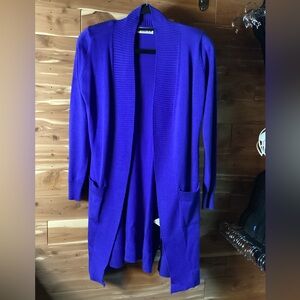 Doublju Cobalt Blue Knit Duster Sweater